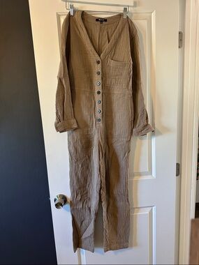 Madewell Casual Cotton Gauze Long-Sleeve Jumpsuit